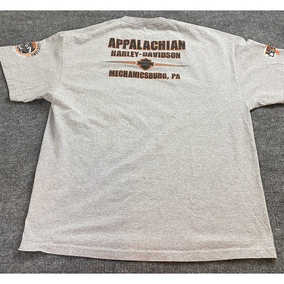 Vintage Harley‎ Davidson T Shirt Adult 2XLarge Gray Orange Appalachian PA Biker - Picture 2 of 11